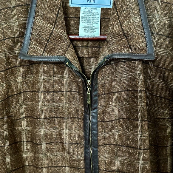 Jessica Howard Jacket Blazer Brown Tweed Plaid Zipped Size 10P - Picture 12 of 12